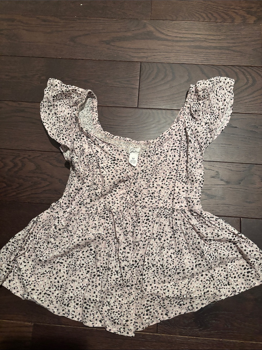 Japna Light Pink Printed Ruffle Sleeve Tunic Top